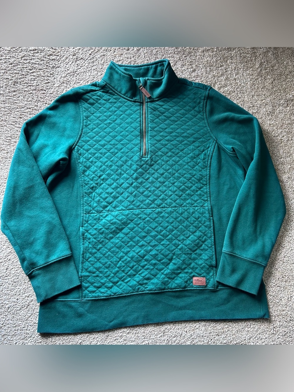 L.L. Bean Women’s Quilted Half-Zip Sweater in Green